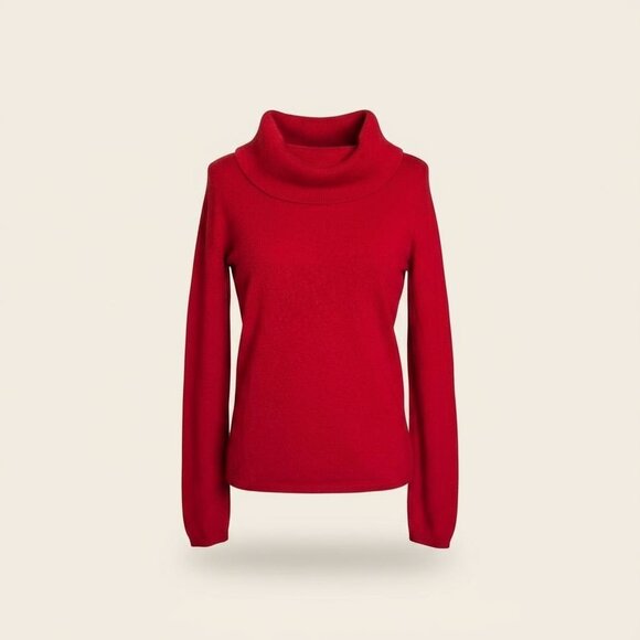 Charter Club 2-Ply 100% Cashmere Cowl Neck Red Sweater Size Medium Long Sleeve - Picture 1 of 14